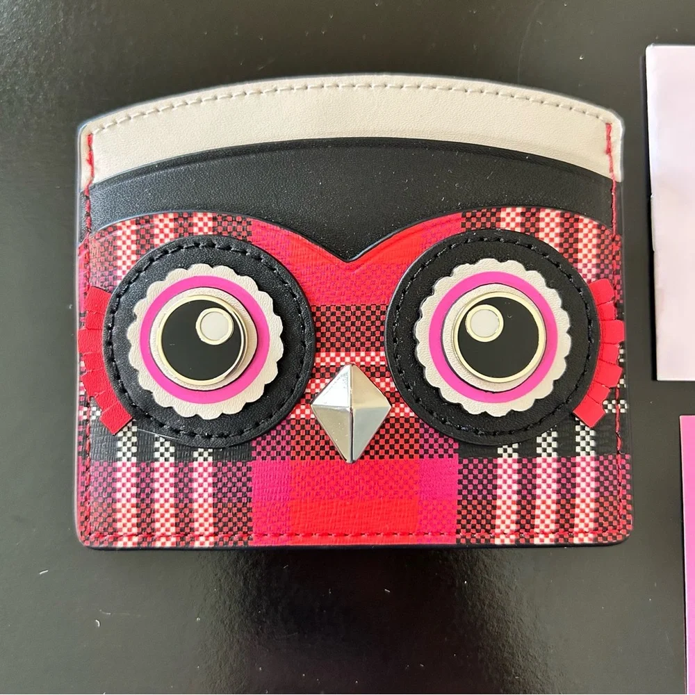 Kate Spade Blinx Plaid Owl Cardholder